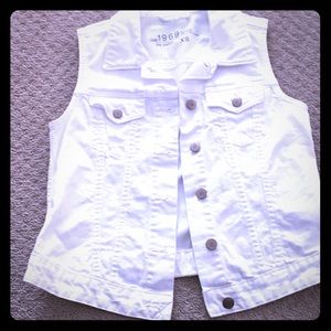 White denim vest slightly distressed